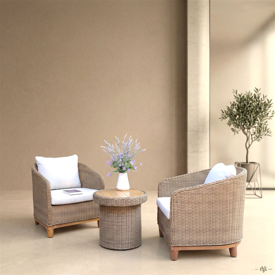 Positano rattan chat set in the PMK showroom